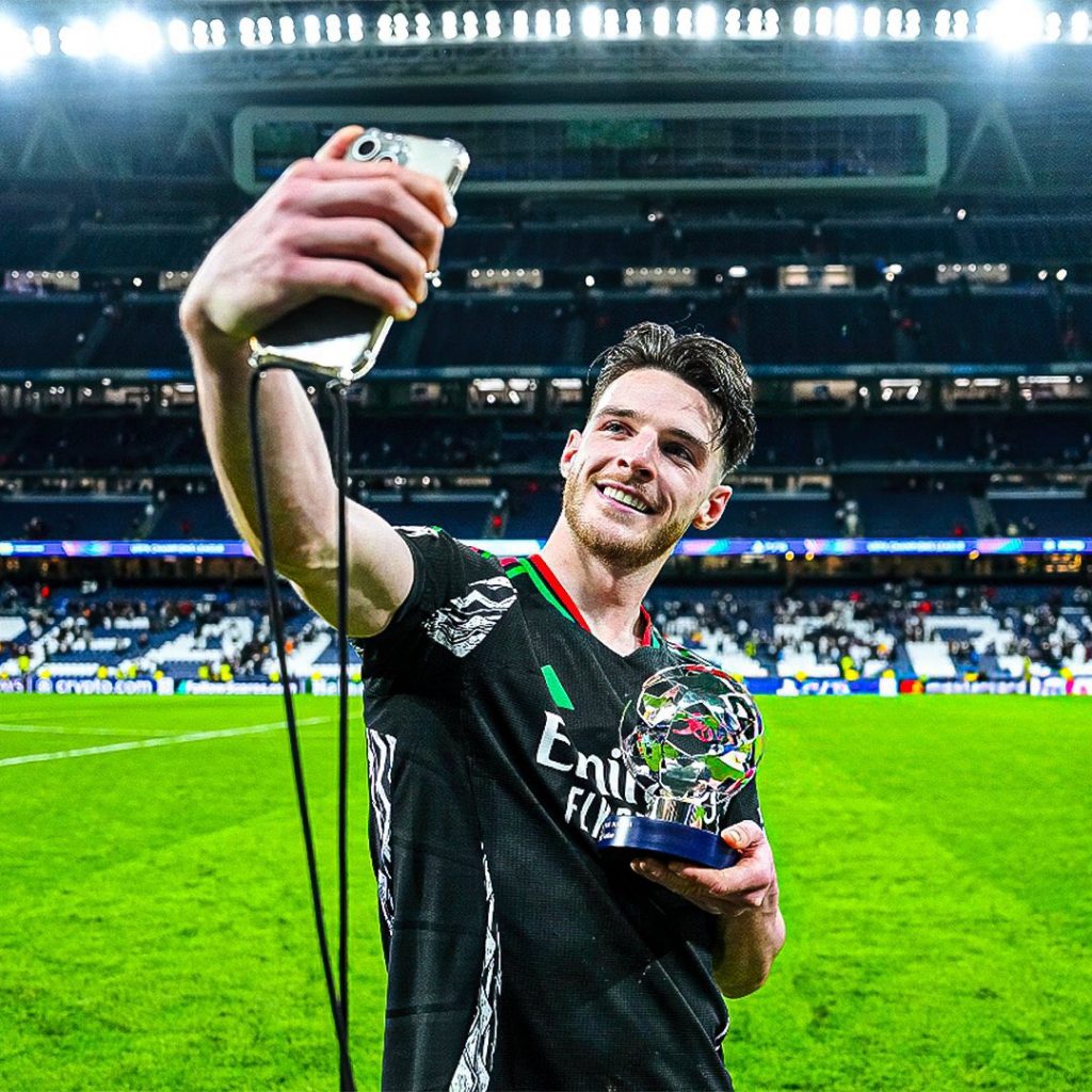 Declan Rice Shines Again: Named UEFA Man of the Match Back-to-Back Against Real Madrid